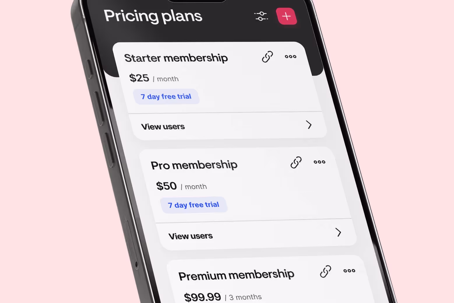 Screenshot of Passion.io app interface displaying various pricing options, illustrating the customization and flexibility of digital coaching app pricing models